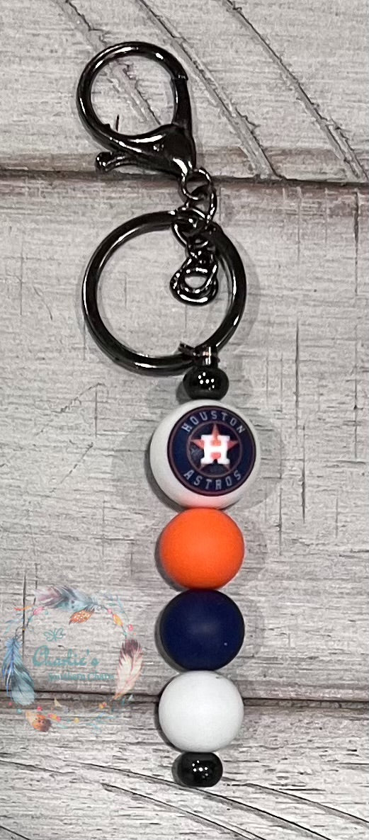Houston Baseball Beaded Keychain