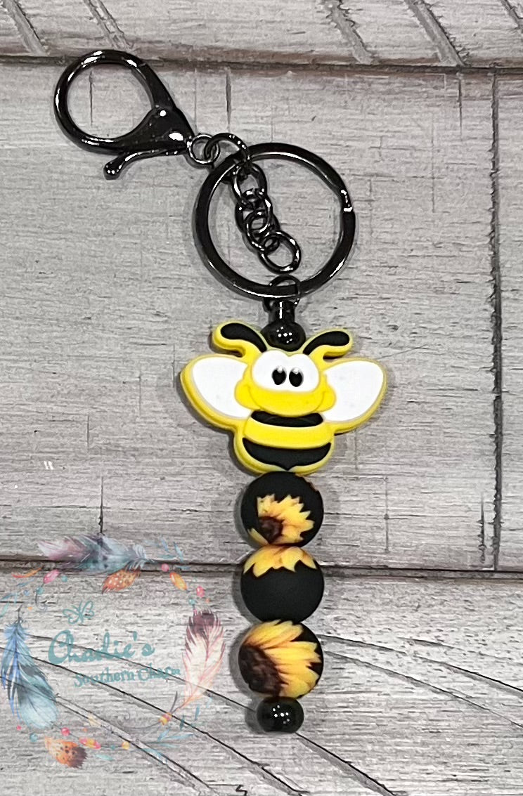Bumble Bee Beaded Keychain