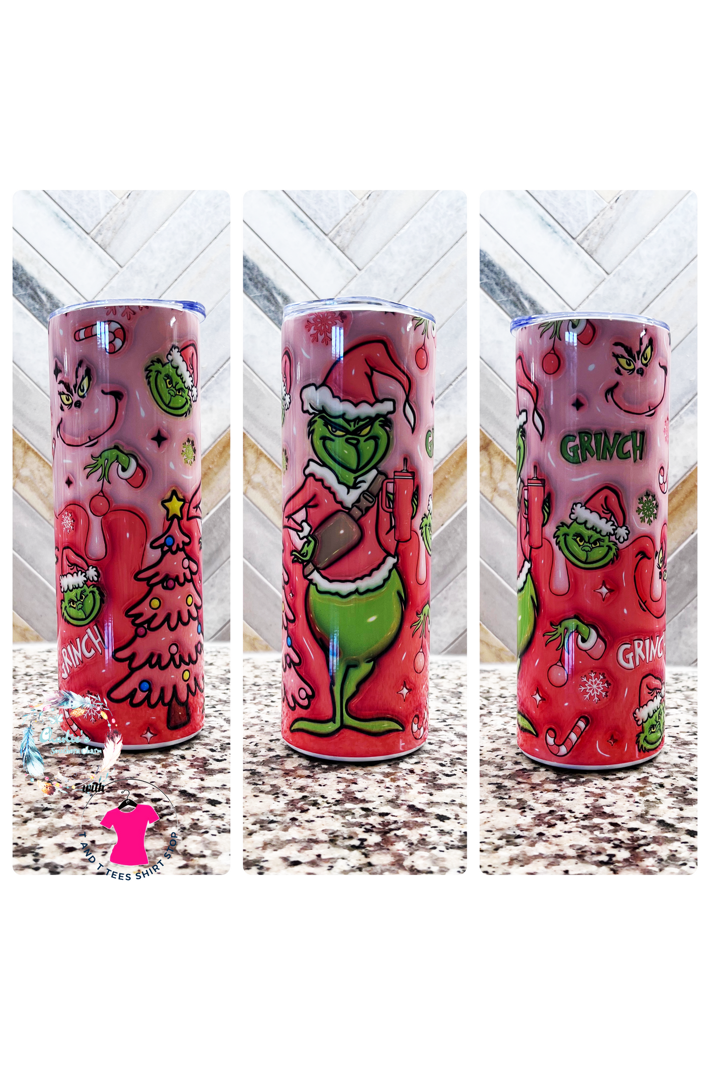 Boujee Grinch Puffy 3D Tumbler