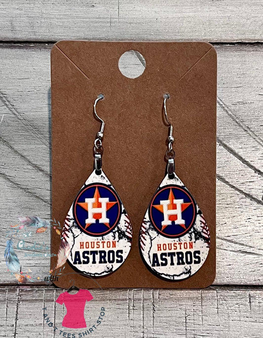 Houston Astros Cracked Baseball Drop Earrings
