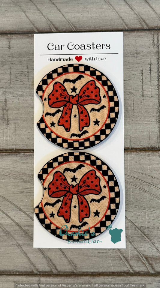 Halloween Coquette Bow Car Coasters