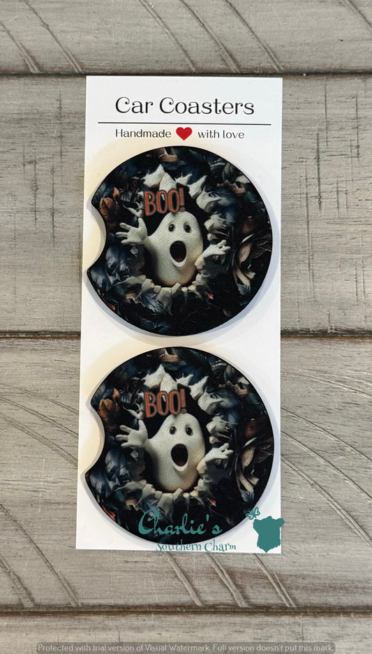 3D Boo Ghost Car Coasters