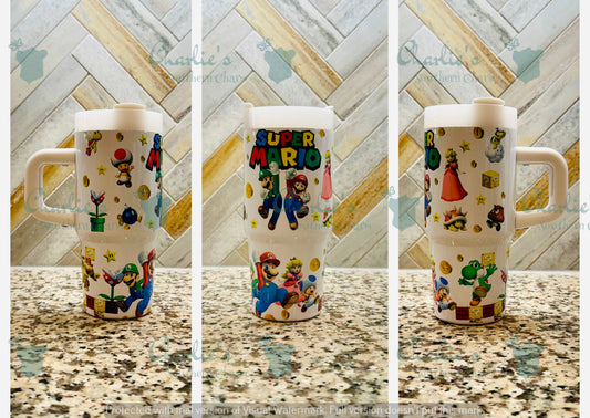 Iconic Plumber Video Game 15 oz Tumbler with Handle